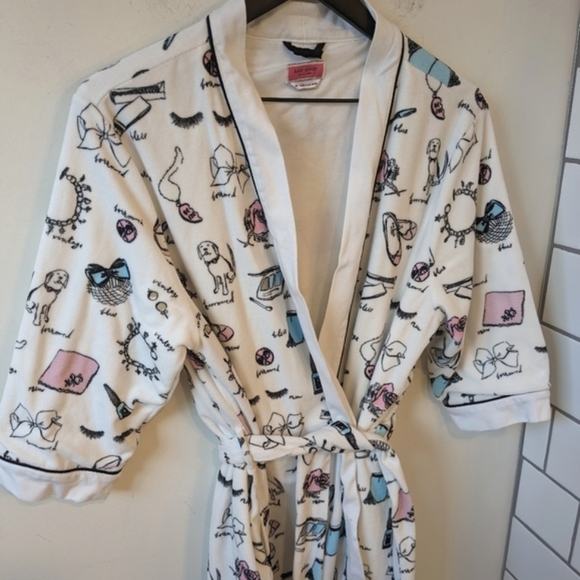Kate Spade Something Borrowed Something Blue Terry Bridal Bathrobe - Picture 2 of 5